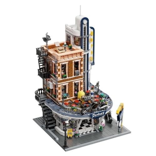 PANTASY Retro Motorcycle Diner & Bar Building Set - Modular Street Corner Architecture Kit