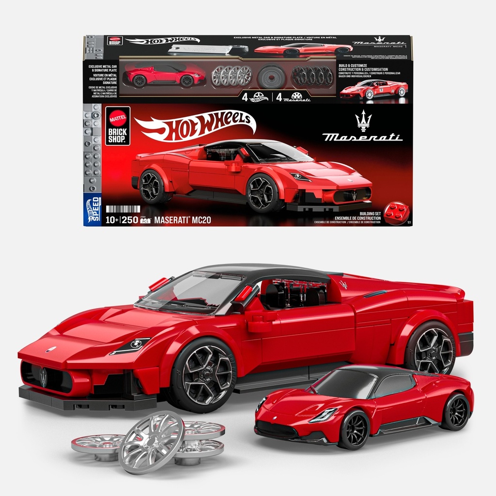 [249957] Mattel Brick Shop Hot Wheels Maserati MC20 – maquette à construire 1/32 (250 pièces)