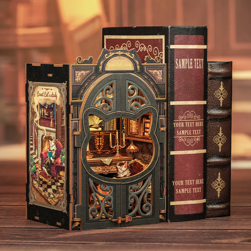 [245940] Book nook Cutebee Le Cabinet du Comte Cat, 108 pièces, éclairage LED (245940)