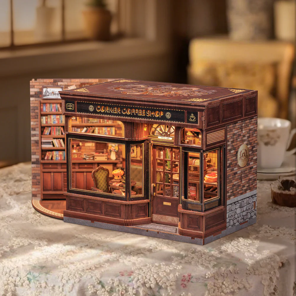 Maison miniature Cutebee Corner Coffee Shop, 294 pièces, éclairage LED (252005)